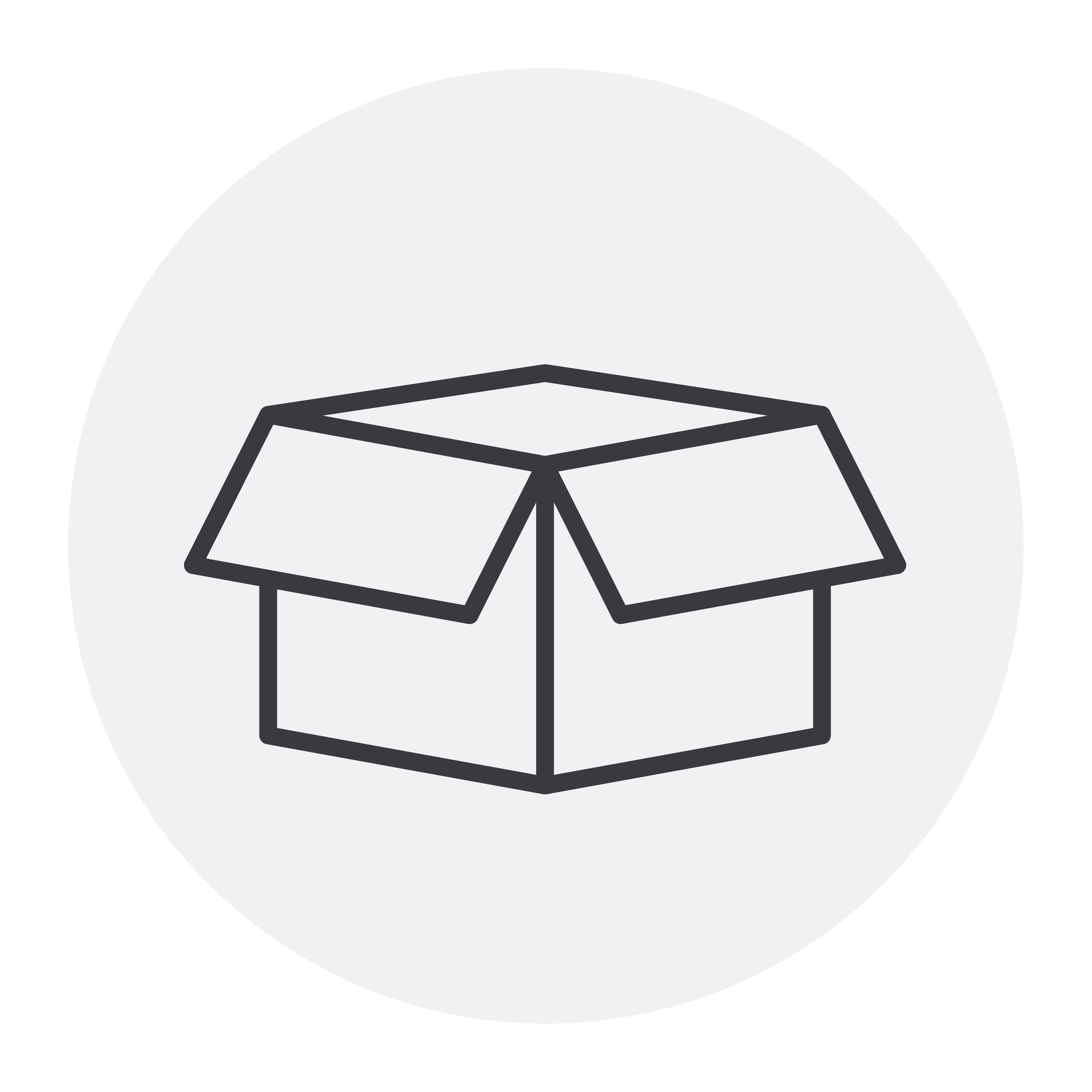 Outline of an open carboard box.