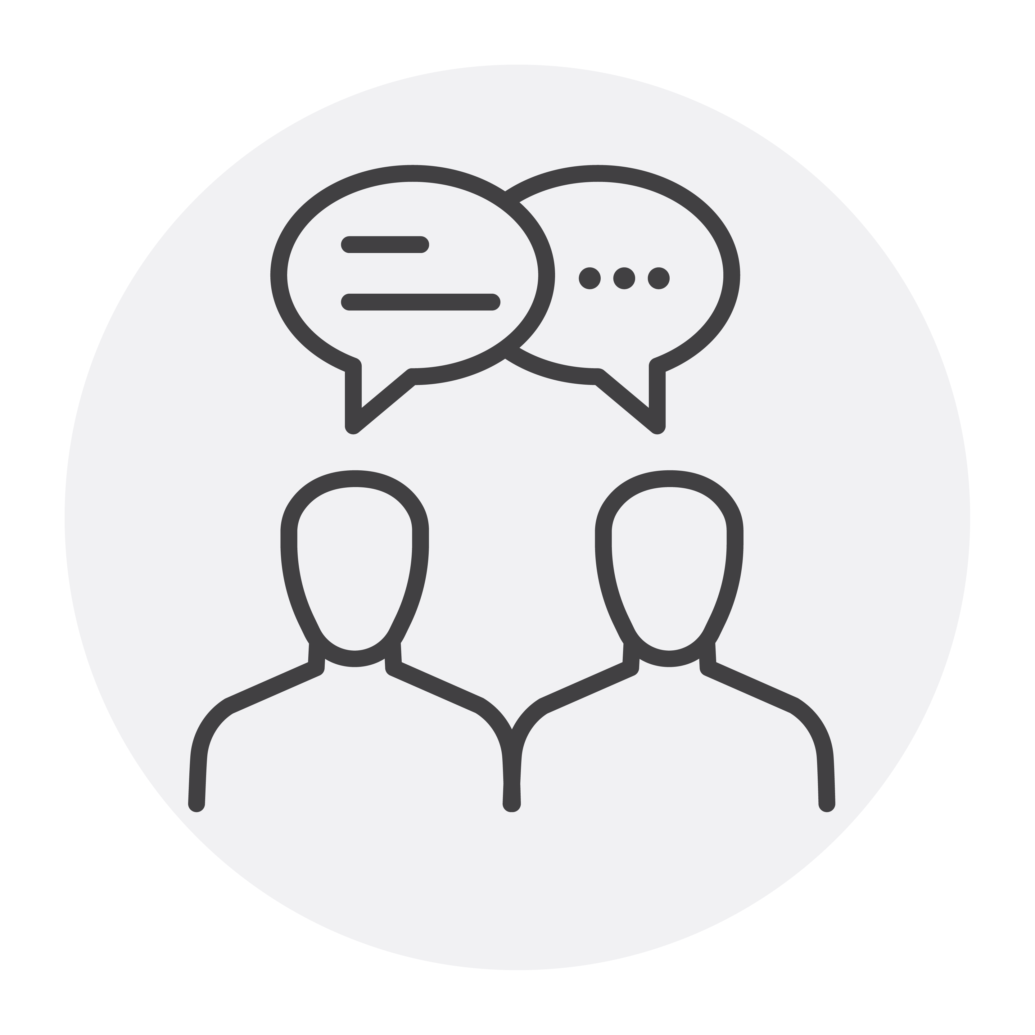 Outline of two person discussing.