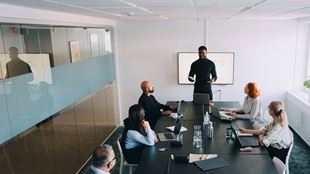 Diverse group of colleagues meeting in a boardroom